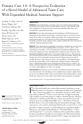 Cover page: Primary Care 2.0: A Prospective Evaluation of a Novel Model of Advanced Team Care With Expanded Medical Assistant Support