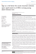 Cover page: Age as a risk factor for acute mountain sickness upon rapid ascent to 3,700 m among young adult Chinese men