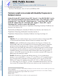 Cover page: Telomere Length Is Associated with Disability Progression in Multiple Sclerosis.