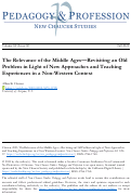 Cover page: The Relevance of the Middle Ages—Revisiting an Old Problem in Light of New Approaches and Teaching Experiences in a Non-Western Context