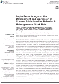Cover page: Leptin Protects Against the Development and Expression of Cocaine Addiction-Like Behavior in Heterogeneous Stock Rats
