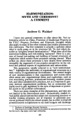 Cover page: Harmonization: Myth and Ceremony - A Comment