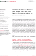 Cover page: Variation in emotion dynamics over time is associated with future relationship outcomes.