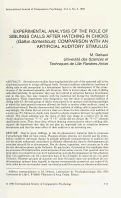 Cover page: Experimental Analysis of the Roles of Siblings Calls After Hatching in Chicks (      <em>Gallus domesticus</em>      ):  Comparison with an Artificial Auditory Stimulus