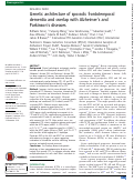 Cover page: Genetic architecture of sporadic frontotemporal dementia and overlap with Alzheimer's and Parkinson's diseases