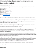 Cover page: Conceptualizing clinical nurse leader practice: an interpretive synthesis
