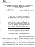 Cover page: Self-Regulation as a Mediator of the Effects of a Brief Behavioral Economic Intervention on Alcohol-Related Outcomes: A Preliminary Analysis