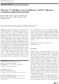 Cover page: Thoracic CT findings of novel influenza A (H1N1) infection in immunocompromised patients