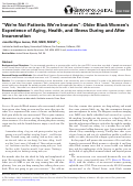 Cover page: “We’re Not Patients. We’re Inmates”: Older Black Women’s Experience of Aging, Health, and Illness During and After Incarceration