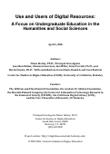 Cover page: Use and Users of Digital Resources: A Focus on Undergraduate Education in the Humanities and Social Sciences