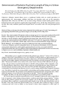 Cover page: Determinants of Pediatric Psychiatry Length of Stay in 2 Urban Emergency Departments