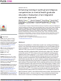 Cover page: Enhancing training in spiritual and religious competencies in mental health graduate education: Evaluation of an integrated curricular approach.