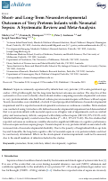 Cover page: Short- and Long-Term Neurodevelopmental Outcomes of Very Preterm Infants with Neonatal Sepsis: A Systematic Review and Meta-Analysis.