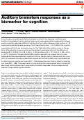 Cover page: Auditory brainstem responses as a biomarker for cognition.