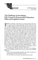 Cover page: The Challenge of Articulating ESL Courses in Postsecondary Education: Policy and Legislative Issues