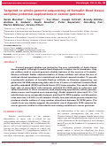 Cover page: Targeted or whole genome sequencing of formalin fixed tissue samples: potential applications in cancer genomics