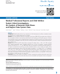 Cover page: Medical Professional Reports and Child Welfare System Infant Investigations: An Analysis of National Child Abuse and Neglect Data System Data.