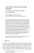 Cover page: "Oh, I don't even know how to say this in Spanish": The  Linguistic Representation of Latinxs  in <em>Jane the  Virgin</em>