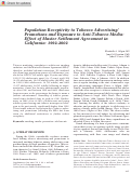 Cover page: Population Receptivity to Tobacco Advertising/ Promotions and Exposure to Anti-Tobacco Media: Effect of Master Settlement Agreement in California: 1992-2002