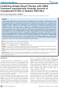 Cover page: Combining Antigen-Based Therapy with GABA Treatment Synergistically Prolongs Survival of Transplanted ß-Cells in Diabetic NOD Mice