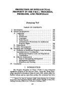 Cover page: Protection of Intellectual Property in the P.R.C.: Progress, Problems, and Proposals