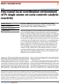 Cover page: Fine-tuned local coordination environment of Pt single atoms on ceria controls catalytic reactivity.