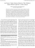 Cover page: Are Parents' Gender Schemas Related to Their Children's Gender-Related Cognitions? A Meta-Analysis