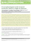 Cover page: A Neurophysiological Model of Speech Production Deficits in Fragile X Syndrome