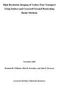 Cover page: High resolution imaging of vadose zone transport using surface and 
crosswell ground penetrating radar methods