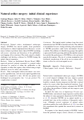 Cover page: Natural orifice surgery: Initial clinical experience