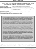 Cover page: Risk Factors for Hospital Admissions Among Emergency Department Patients: From Triage to Admission