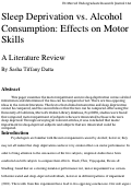 Cover page: Sleep Deprivation vs. Alcohol Consumption: Effects on Motor Skills