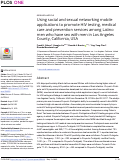 Cover page: Using social and sexual networking mobile applications to promote HIV testing, medical care and prevention services among Latino men who have sex with men in Los Angeles County, California, USA