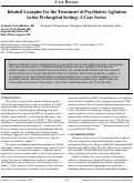 Cover page: Inhaled Loxapine for the Treatment of Psychiatric Agitation in the Prehospital Setting: A Case Series