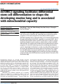 Cover page: mTORC1 signaling facilitates differential stem cell differentiation to shape the developing murine lung and is associated with mitochondrial capacity