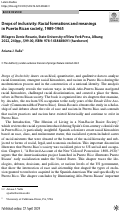 Cover page: Drops of inclusivity: Racial formations and meanings in Puerto Rican society, 1989-1965