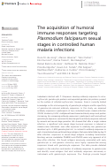 Cover page: The acquisition of humoral immune responses targeting Plasmodium falciparum sexual stages in controlled human malaria infections