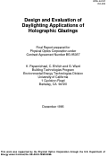 Cover page: Design and evaluation of daylighting applications of holographic 
glazings