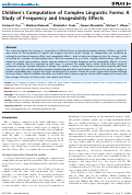 Cover page: Children's Computation of Complex Linguistic Forms: A Study of Frequency and Imageability Effects