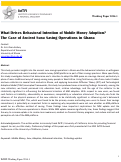 Cover page: What Drives Behavioral Intention of Mobile Money Adoption? The Case of Ancient Susu Savings Operations in Ghana