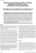 Cover page: Depression and Anxiety Symptoms in Women at High Risk for Breast Cancer: Pilot Study of a Group Intervention