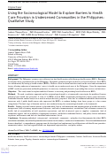 Cover page: Using the Socioecological Model to Explore Barriers to Health Care Provision in Underserved Communities in the Philippines: Qualitative Study.