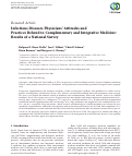 Cover page: Infectious Diseases Physicians’ Attitudes and Practices Related to Complementary and Integrative Medicine: Results of a National Survey