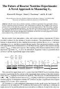 Cover page: The future of reactor neutrino experiments: A novel approach to 
measuring theta13