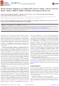 Cover page: Draft Genome Sequence of Salmonella enterica subsp. enterica Serovar Bardo Strain CRJJGF_00099 (Phylum Gammaproteobacteria)