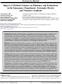 Cover page: Impact of Medical Trainees on Efficiency and Productivity in the Emergency Department: Systematic Review and Narrative Synthesis