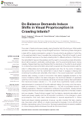 Cover page: Do Balance Demands Induce Shifts in Visual Proprioception in Crawling Infants?