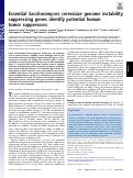 Cover page: Essential Saccharomyces cerevisiae genome instability suppressing genes identify potential human tumor suppressors