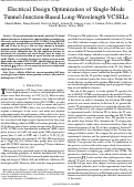 Cover page: Electrical design optimization of single-mode tunnel-junction-based long-wavelength VCSELs