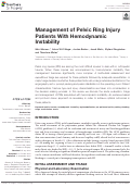 Cover page: Management of Pelvic Ring Injury Patients With Hemodynamic Instability